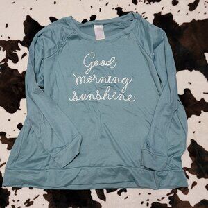 Secret Treasures Good Morning Sunshine Sleep Top Seafoam Green Embroidered 2X